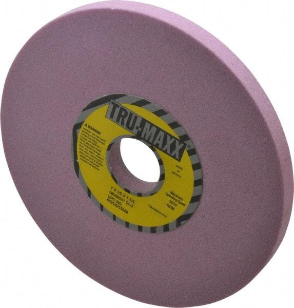 Tru-Maxx - 7" Diam x 1-1/4" Hole x 1/2" Thick, J Hardness, 80 Grit Surface Grinding Wheel - Aluminum Oxide, Type 1, Medium Grade, 3,600 Max RPM, Vitrified Bond, No Recess - Exact Tool & Supply