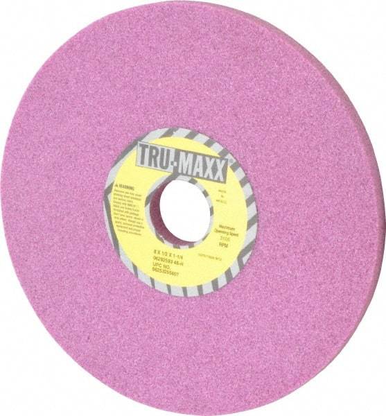 Tru-Maxx - 8" Diam x 1-1/4" Hole x 1/2" Thick, H Hardness, 46 Grit Surface Grinding Wheel - Aluminum Oxide, Type 1, Coarse Grade, 3,105 Max RPM, Vitrified Bond, No Recess - Exact Tool & Supply