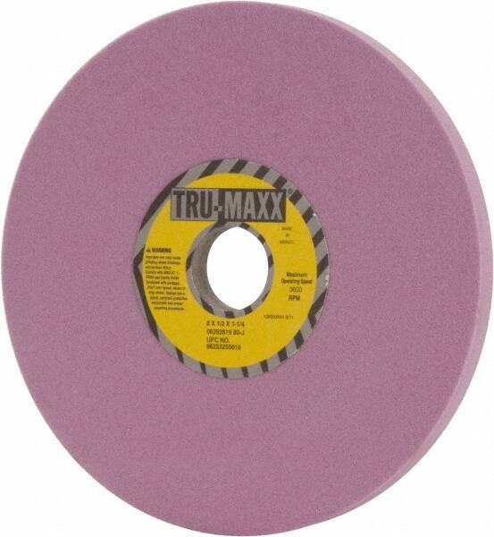 Tru-Maxx - 8" Diam x 1-1/4" Hole x 1/2" Thick, J Hardness, 80 Grit Surface Grinding Wheel - Aluminum Oxide, Type 1, Medium Grade, 3,600 Max RPM, Vitrified Bond, No Recess - Exact Tool & Supply