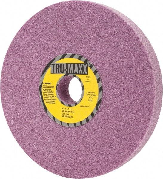 Tru-Maxx - 8" Diam x 1-1/4" Hole x 1" Thick, K Hardness, 46 Grit Surface Grinding Wheel - Aluminum Oxide, Type 1, Coarse Grade, 3,600 Max RPM, Vitrified Bond, No Recess - Exact Tool & Supply