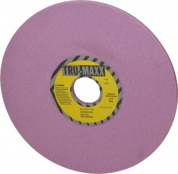 Tru-Maxx - 8" Diam x 1-1/4" Hole x 1/4" Thick, I Hardness, 60 Grit Surface Grinding Wheel - Aluminum Oxide, Type 1, Medium Grade, 3,600 Max RPM, Vitrified Bond, No Recess - Exact Tool & Supply