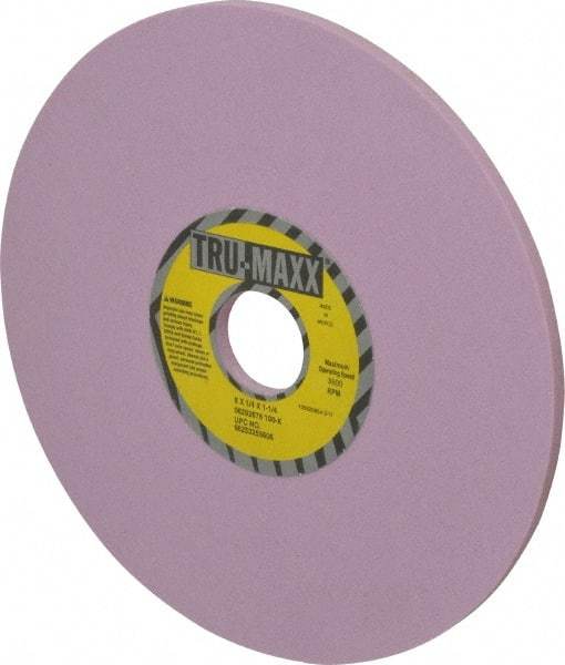 Tru-Maxx - 8" Diam x 1-1/4" Hole x 1/4" Thick, K Hardness, 100 Grit Surface Grinding Wheel - Aluminum Oxide, Type 1, Fine Grade, 3,600 Max RPM, Vitrified Bond, No Recess - Exact Tool & Supply