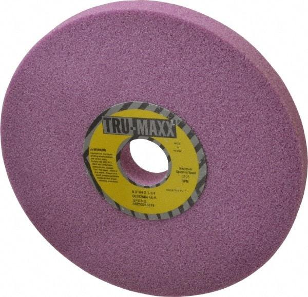 Tru-Maxx - 8" Diam x 1-1/4" Hole x 3/4" Thick, H Hardness, 46 Grit Surface Grinding Wheel - Aluminum Oxide, Type 1, Coarse Grade, 3,105 Max RPM, Vitrified Bond, No Recess - Exact Tool & Supply