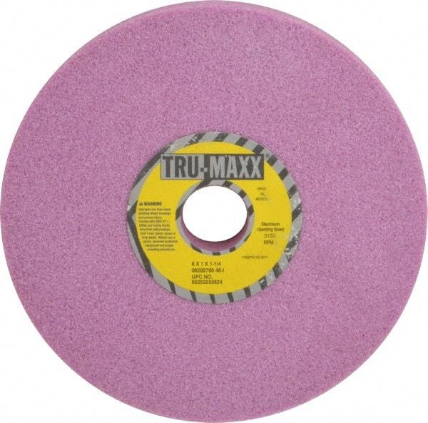 Tru-Maxx - 8" Diam x 1-1/4" Hole x 1" Thick, I Hardness, 46 Grit Surface Grinding Wheel - Aluminum Oxide, Type 1, Coarse Grade, 3,105 Max RPM, Vitrified Bond, No Recess - Exact Tool & Supply
