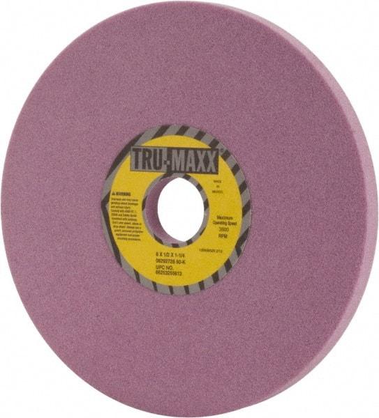 Tru-Maxx - 8" Diam x 1-1/4" Hole x 1/2" Thick, K Hardness, 60 Grit Surface Grinding Wheel - Aluminum Oxide, Type 1, Medium Grade, 3,600 Max RPM, Vitrified Bond, No Recess - Exact Tool & Supply