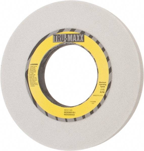 Tru-Maxx - 12" Diam x 5" Hole x 1" Thick, I Hardness, 46 Grit Surface Grinding Wheel - Aluminum Oxide, Type 1, Coarse Grade, 2,705 Max RPM, Vitrified Bond, No Recess - Exact Tool & Supply