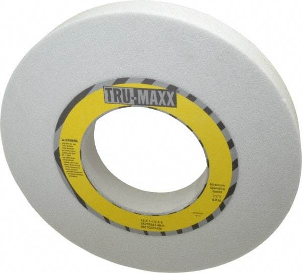 Tru-Maxx - 12" Diam x 5" Hole x 1-1/2" Thick, H Hardness, 46 Grit Surface Grinding Wheel - Aluminum Oxide, Type 1, Coarse Grade, 2,070 Max RPM, Vitrified Bond, No Recess - Exact Tool & Supply