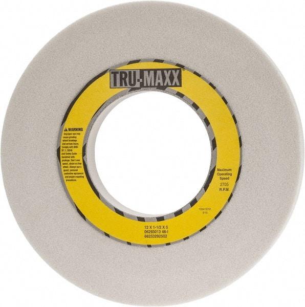 Tru-Maxx - 12" Diam x 5" Hole x 1-1/2" Thick, I Hardness, 46 Grit Surface Grinding Wheel - Aluminum Oxide, Type 1, Coarse Grade, 2,705 Max RPM, Vitrified Bond, No Recess - Exact Tool & Supply