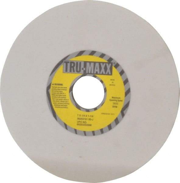 Tru-Maxx - 7" Diam x 1-1/4" Hole x 1/4" Thick, J Hardness, 80 Grit Surface Grinding Wheel - Aluminum Oxide, Type 1, Medium Grade, 3,600 Max RPM, Vitrified Bond, No Recess - Exact Tool & Supply