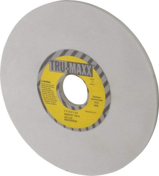 Tru-Maxx - 7" Diam x 1-1/4" Hole x 1/4" Thick, H Hardness, 120 Grit Surface Grinding Wheel - Aluminum Oxide, Type 1, Fine Grade, 3,600 Max RPM, Vitrified Bond, No Recess - Exact Tool & Supply