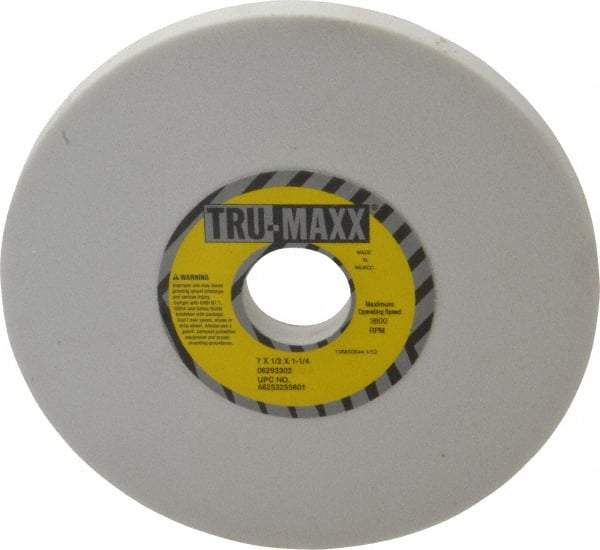 Tru-Maxx - 7" Diam x 1-1/4" Hole x 1/2" Thick, I Hardness, 80 Grit Surface Grinding Wheel - Aluminum Oxide, Type 1, Medium Grade, 3,600 Max RPM, Vitrified Bond, No Recess - Exact Tool & Supply