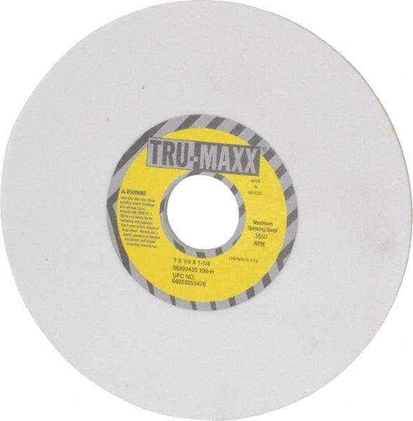 Tru-Maxx - 7" Diam x 1-1/4" Hole x 1/4" Thick, H Hardness, 100 Grit Surface Grinding Wheel - Aluminum Oxide, Type 1, Fine Grade, 3,600 Max RPM, Vitrified Bond, No Recess - Exact Tool & Supply