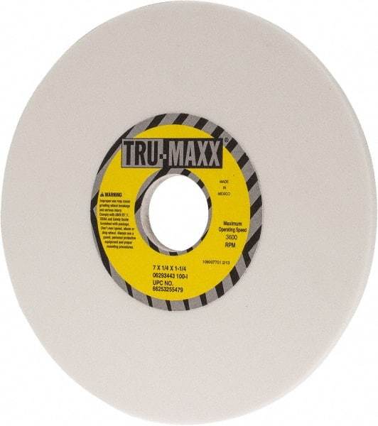 Tru-Maxx - 7" Diam x 1-1/4" Hole x 1/4" Thick, I Hardness, 100 Grit Surface Grinding Wheel - Aluminum Oxide, Type 1, Fine Grade, 3,600 Max RPM, Vitrified Bond, No Recess - Exact Tool & Supply