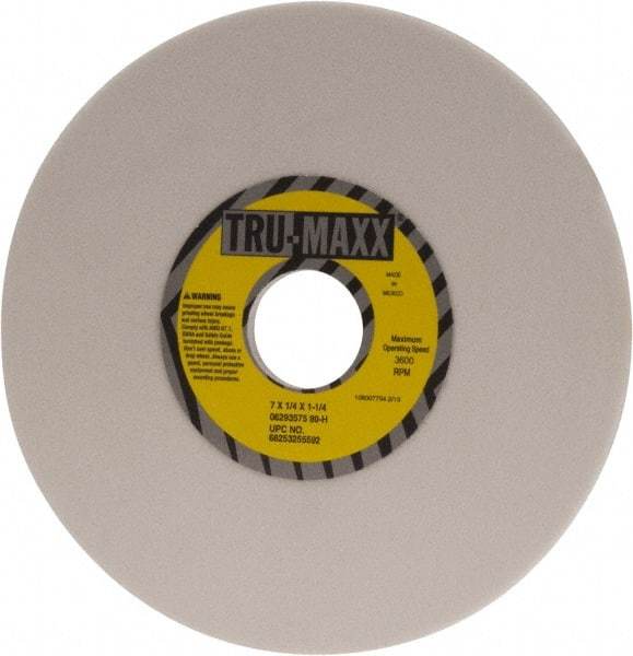 Tru-Maxx - 7" Diam x 1-1/4" Hole x 1/4" Thick, H Hardness, 80 Grit Surface Grinding Wheel - Aluminum Oxide, Type 1, Medium Grade, 3,600 Max RPM, Vitrified Bond, No Recess - Exact Tool & Supply