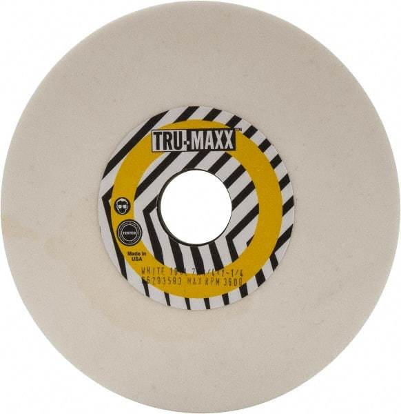 Tru-Maxx - 7" Diam x 1-1/4" Hole x 1/4" Thick, L Hardness, 100 Grit Surface Grinding Wheel - Aluminum Oxide, Type 1, Fine Grade, 3,600 Max RPM, Vitrified Bond, No Recess - Exact Tool & Supply