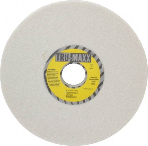 Tru-Maxx - 8" Diam x 1-1/4" Hole x 1/2" Thick, H Hardness, 60 Grit Surface Grinding Wheel - Aluminum Oxide, Type 1, Medium Grade, 3,600 Max RPM, Vitrified Bond, No Recess - Exact Tool & Supply