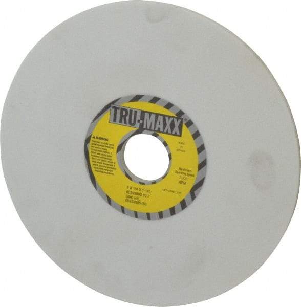 Tru-Maxx - 8" Diam x 1-1/4" Hole x 1/4" Thick, I Hardness, 80 Grit Surface Grinding Wheel - Aluminum Oxide, Type 1, Medium Grade, 3,600 Max RPM, Vitrified Bond, No Recess - Exact Tool & Supply
