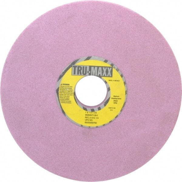 Tru-Maxx - 7" Diam x 1-1/4" Hole x 1" Thick, I Hardness, 60 Grit Surface Grinding Wheel - Aluminum Oxide, Type 5, Medium Grade, 3,600 Max RPM, Vitrified Bond, One-Side Recess - Exact Tool & Supply