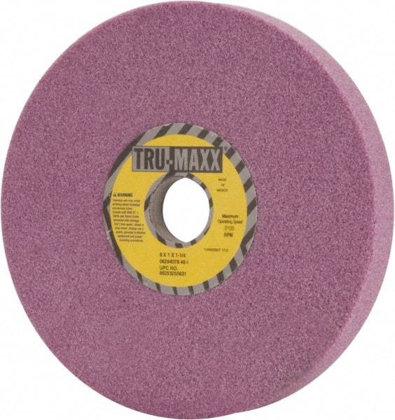 Tru-Maxx - 8" Diam x 1-1/4" Hole x 1" Thick, I Hardness, 46 Grit Surface Grinding Wheel - Aluminum Oxide, Type 5, Coarse Grade, 3,105 Max RPM, Vitrified Bond, One-Side Recess - Exact Tool & Supply