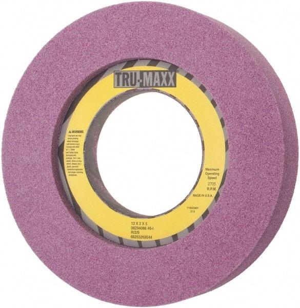 Tru-Maxx - 12" Diam x 5" Hole x 2" Thick, I Hardness, 46 Grit Surface Grinding Wheel - Aluminum Oxide, Type 7, Coarse Grade, 2,705 Max RPM, Vitrified Bond, Two-Side Recess - Exact Tool & Supply