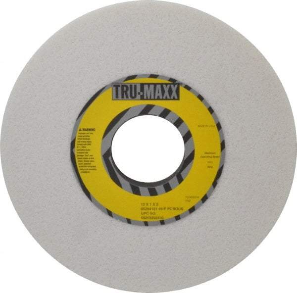 Tru-Maxx - 12" Diam x 3" Hole x 1" Thick, F Hardness, 46 Grit Surface Grinding Wheel - Aluminum Oxide, Type 1, Coarse Grade, 2,070 Max RPM, Vitrified Bond, No Recess - Exact Tool & Supply