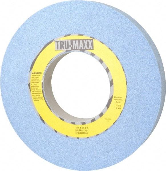 Tru-Maxx - 12" Diam x 5" Hole x 1-1/2" Thick, I Hardness, 46 Grit Surface Grinding Wheel - Ceramic, Type 1, Coarse Grade, 2,705 Max RPM, Vitrified Bond, No Recess - Exact Tool & Supply