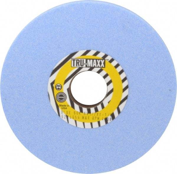 Tru-Maxx - 6" Diam x 1-1/4" Hole x 1/2" Thick, K Hardness, 60 Grit Surface Grinding Wheel - Ceramic, Type 1, Medium Grade, 5,410 Max RPM, Vitrified Bond, No Recess - Exact Tool & Supply
