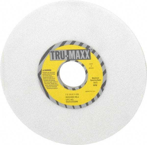 Tru-Maxx - 7" Diam x 1-1/4" Hole x 1/4" Thick, J Hardness, 46 Grit Surface Grinding Wheel - Ceramic, Type 1, Coarse Grade, 3,600 Max RPM, Vitrified Bond, No Recess - Exact Tool & Supply