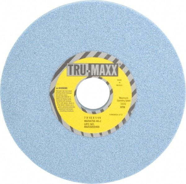 Tru-Maxx - 7" Diam x 1-1/4" Hole x 1/2" Thick, J Hardness, 46 Grit Surface Grinding Wheel - Ceramic, Type 1, Coarse Grade, 3,600 Max RPM, Vitrified Bond, No Recess - Exact Tool & Supply