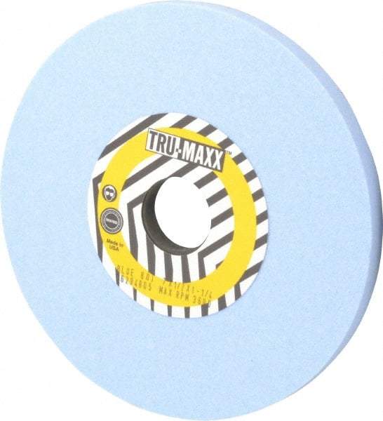 Tru-Maxx - 7" Diam x 1-1/4" Hole x 1/2" Thick, J Hardness, 80 Grit Surface Grinding Wheel - Ceramic, Type 1, Medium Grade, 3,600 Max RPM, Vitrified Bond, No Recess - Exact Tool & Supply
