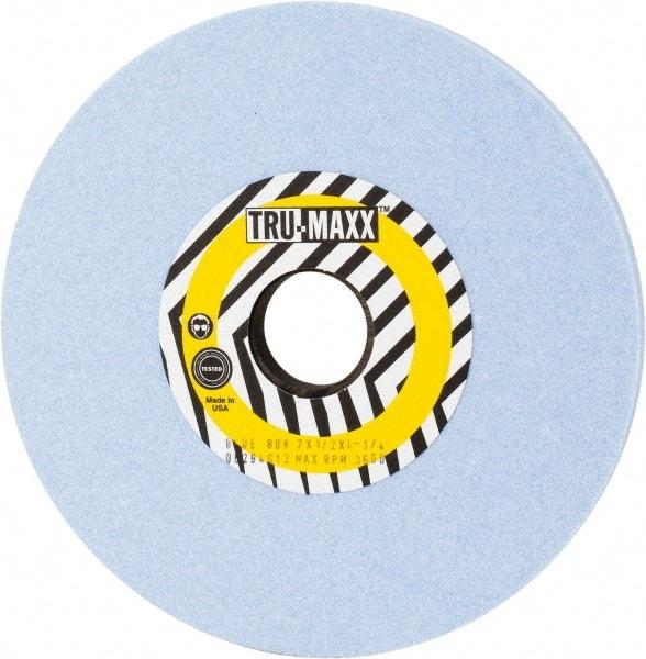 Tru-Maxx - 7" Diam x 1-1/4" Hole x 1/2" Thick, K Hardness, 80 Grit Surface Grinding Wheel - Ceramic, Type 1, Medium Grade, 3,600 Max RPM, Vitrified Bond, No Recess - Exact Tool & Supply
