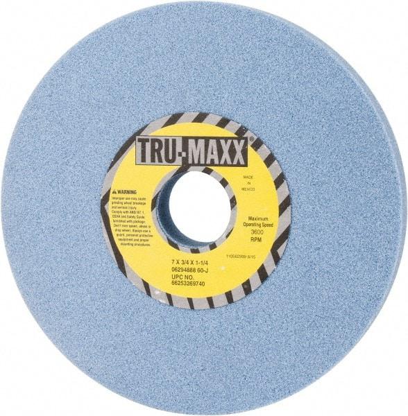 Tru-Maxx - 7" Diam x 1-1/4" Hole x 3/4" Thick, J Hardness, 60 Grit Surface Grinding Wheel - Ceramic, Type 1, Medium Grade, 3,600 Max RPM, Vitrified Bond, No Recess - Exact Tool & Supply