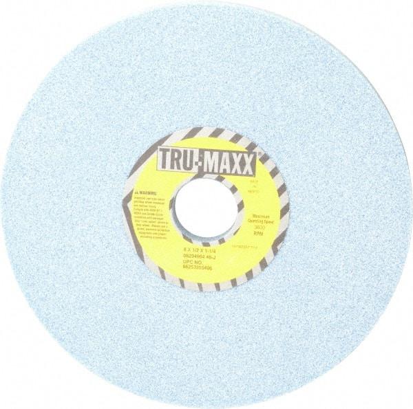 Tru-Maxx - 8" Diam x 1-1/4" Hole x 1/2" Thick, J Hardness, 46 Grit Surface Grinding Wheel - Ceramic, Type 1, Coarse Grade, 3,600 Max RPM, Vitrified Bond, No Recess - Exact Tool & Supply