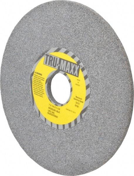 Tru-Maxx - 7" Diam x 1-1/4" Hole x 1/4" Thick, K Hardness, 46 Grit Surface Grinding Wheel - Aluminum Oxide, Type 1, Coarse Grade, 3,600 Max RPM, Vitrified Bond, No Recess - Exact Tool & Supply
