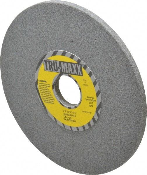 Tru-Maxx - 7" Diam x 1-1/4" Hole x 1/4" Thick, J Hardness, 80 Grit Surface Grinding Wheel - Aluminum Oxide, Type 1, Medium Grade, 3,600 Max RPM, Vitrified Bond, No Recess - Exact Tool & Supply