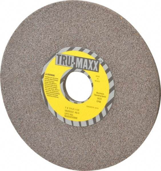 Tru-Maxx - 7" Diam x 1-1/4" Hole x 1/4" Thick, H Hardness, 46 Grit Surface Grinding Wheel - Aluminum Oxide, Type 1, Coarse Grade, 3,600 Max RPM, Vitrified Bond, No Recess - Exact Tool & Supply