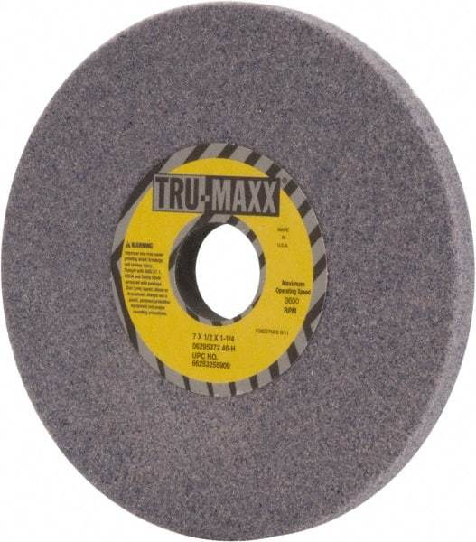 Tru-Maxx - 7" Diam x 1-1/4" Hole x 1/2" Thick, H Hardness, 46 Grit Surface Grinding Wheel - Aluminum Oxide, Type 1, Coarse Grade, 3,600 Max RPM, Vitrified Bond, No Recess - Exact Tool & Supply