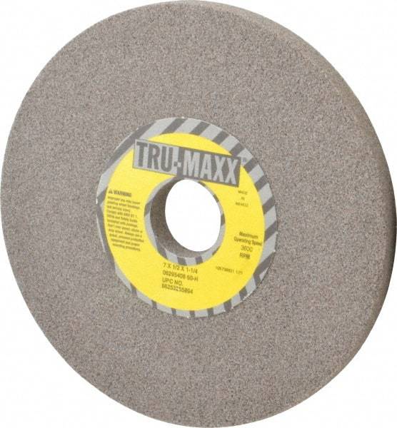 Tru-Maxx - 7" Diam x 1-1/4" Hole x 1/2" Thick, H Hardness, 60 Grit Surface Grinding Wheel - Aluminum Oxide, Type 1, Medium Grade, 3,600 Max RPM, Vitrified Bond, No Recess - Exact Tool & Supply