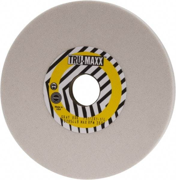 Tru-Maxx - 7" Diam x 1-1/4" Hole x 1/2" Thick, K Hardness, 80 Grit Surface Grinding Wheel - Aluminum Oxide, Type 1, Medium Grade, 3,600 Max RPM, Vitrified Bond, No Recess - Exact Tool & Supply