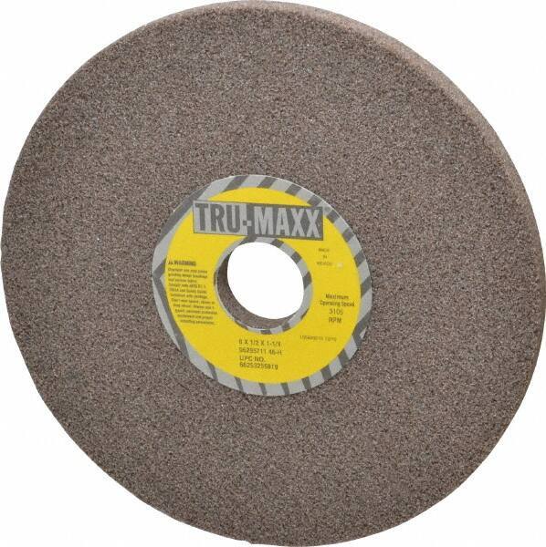 Tru-Maxx - 8" Diam x 1-1/4" Hole x 1/2" Thick, H Hardness, 46 Grit Surface Grinding Wheel - Aluminum Oxide, Type 1, Coarse Grade, 3,105 Max RPM, Vitrified Bond, No Recess - Exact Tool & Supply