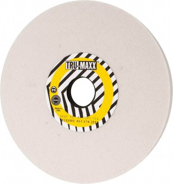 Tru-Maxx - 8" Diam x 1-1/4" Hole x 1/2" Thick, J Hardness, 80 Grit Surface Grinding Wheel - Aluminum Oxide, Type 1, Medium Grade, 3,600 Max RPM, Vitrified Bond, No Recess - Exact Tool & Supply