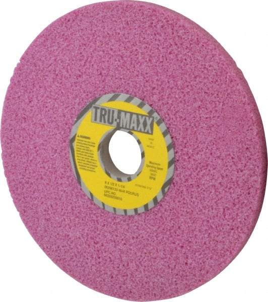Tru-Maxx - 8" Diam x 1-1/4" Hole x 1/2" Thick, H Hardness, 46 Grit Surface Grinding Wheel - Aluminum Oxide, Type 1, Coarse Grade, 3,600 Max RPM, Vitrified Bond, No Recess - Exact Tool & Supply