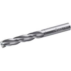 Walter-Titex - 11mm 150° Spiral Flute Solid Carbide Screw Machine Drill Bit - Bright Finish, Right Hand Cut, 60mm Flute Length, 95mm OAL, Maximiza Point, Straight Shank - Exact Tool & Supply