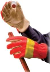 PRO-SAFE - Size S (7) Grain Pigskin General Protection Work Gloves - For General Purpose, Uncoated, Slip-On Cuff, Full Fingered, Orange, Paired - Exact Tool & Supply