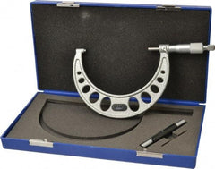 Value Collection - 4 to 5" Range, 0.0001" Graduation, Mechanical Outside Micrometer - Ratchet Stop Thimble, Accurate to 0.0001" - Exact Tool & Supply