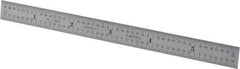 Starrett - 6" Long, 1/64, 1/32, 1/16, 1/8" Graduation, Flexible Steel Rule - 4R Graduation Style, 1/2" Wide, Silver, Satin Chrome Finish - Exact Tool & Supply