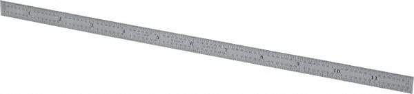 Starrett - 12" Long, 1/64, 1/32, 1/16, 1/8" Graduation, Flexible Steel Rule - 4R Graduation Style, 1/2" Wide, Silver, Satin Chrome Finish - Exact Tool & Supply