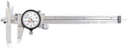Starrett - 0" to 6" Range, 0.001" Graduation, 0.1" per Revolution, Dial Caliper - White Face, 3-1/2" Jaw Length, Accurate to 0.0010" - Exact Tool & Supply