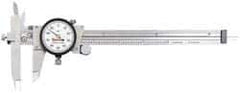Starrett - 0" to 6" Range, 0.001" Graduation, 0.1" per Revolution, Dial Caliper - White Face, 3-1/2" Jaw Length, Accurate to 0.0010" - Exact Tool & Supply