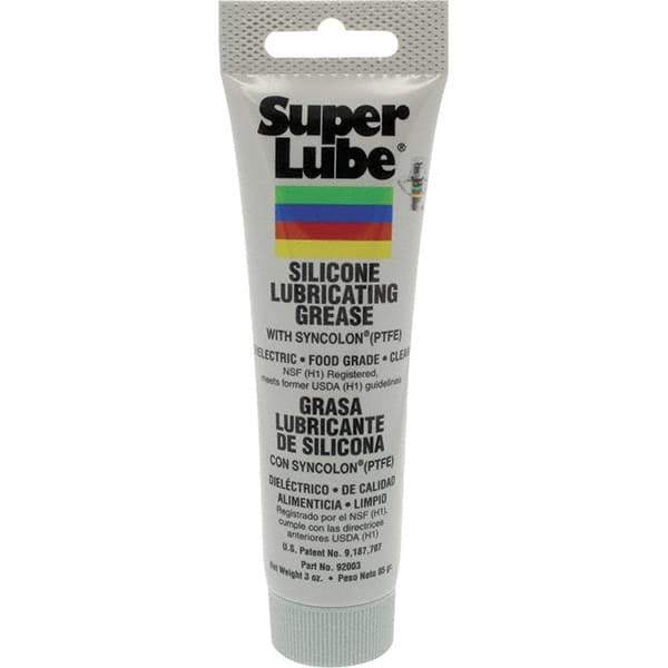 Synco Chemical - 3 oz Tube Silicone General Purpose Grease - Translucent White, Food Grade, 500°F Max Temp, NLGIG 2, - Exact Tool & Supply